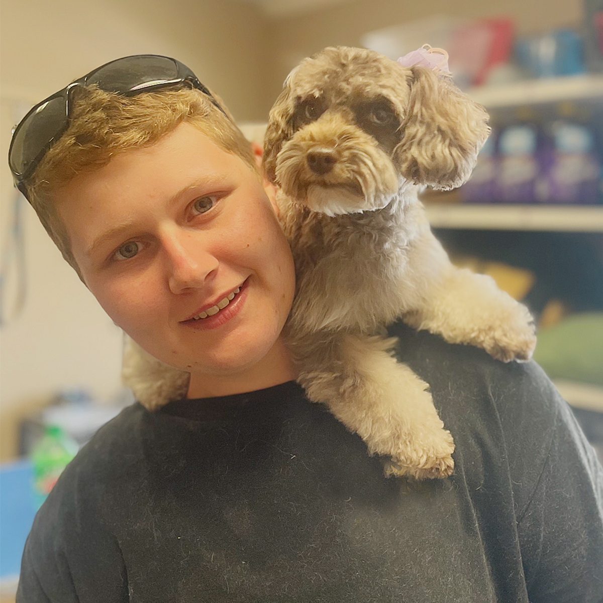 David Lowe with office cat–Peggy